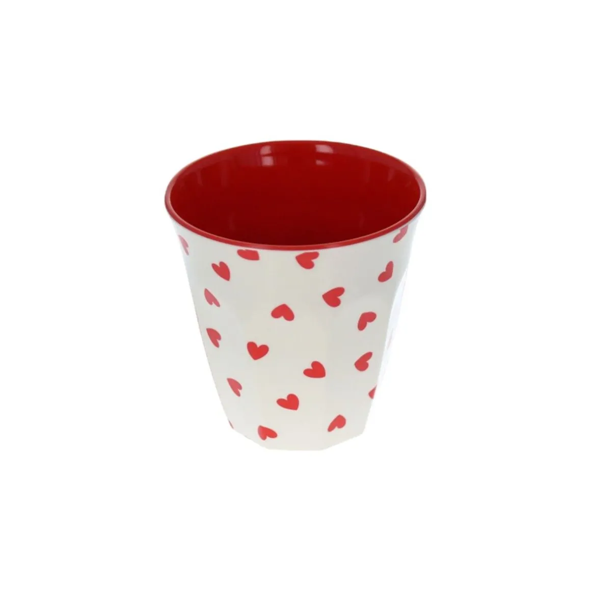 Petit verre en mélamine cœurs rouge