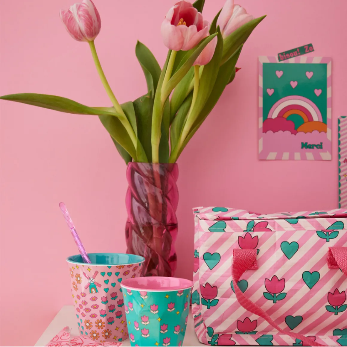 Petit verre en mélamine tulipes - Zou Bisou Bisou !
