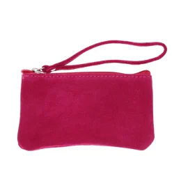 Petite pochette cuir rose foncé