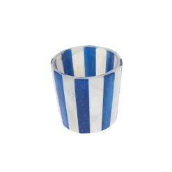 Photophore pour bougie rayé bleu