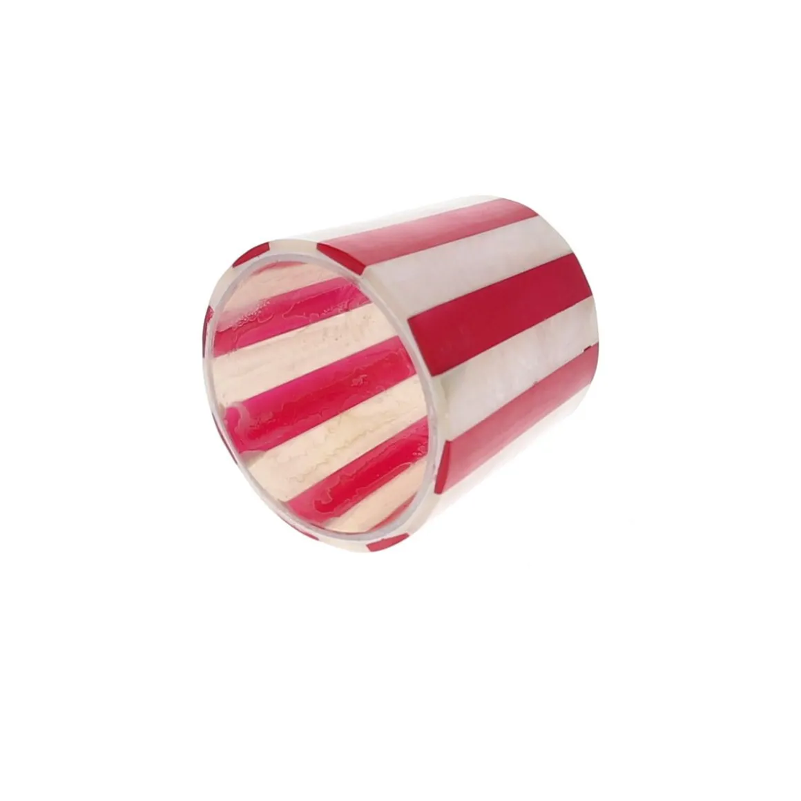 Photophore pour bougie rayé rose