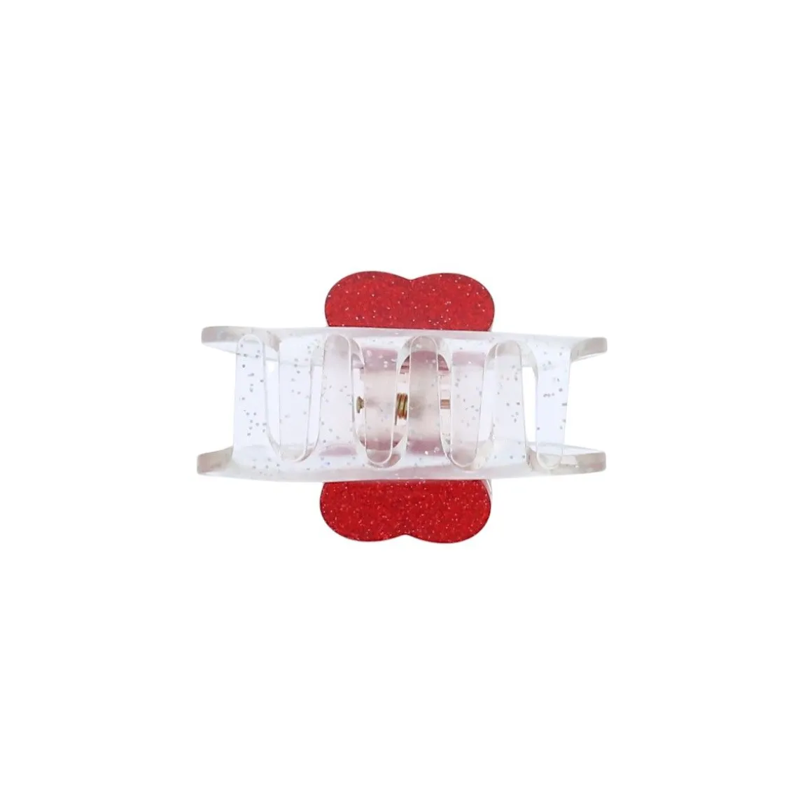 Pince à cheveux crabe cœur rouge et paillettes