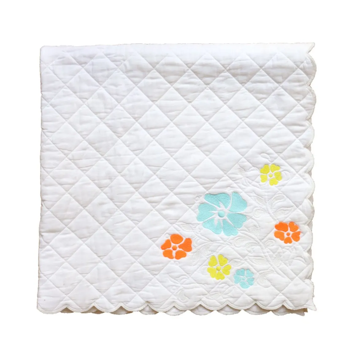 Plaid brodé - Aqua Flower