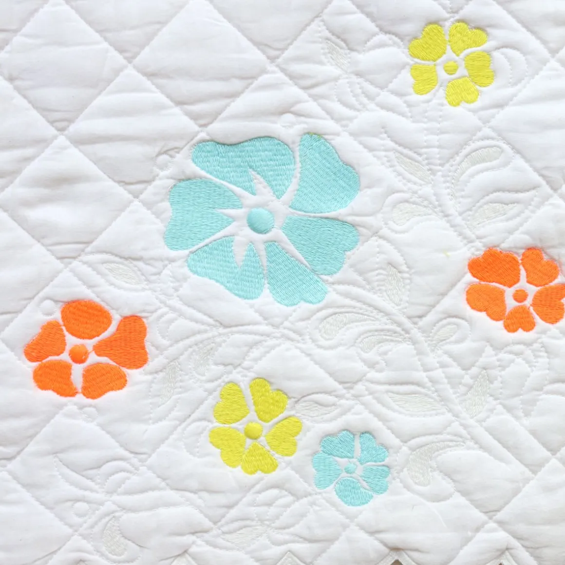 Plaid brodé - Aqua Flower