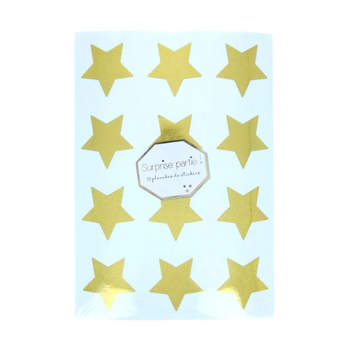 Planches de stickers étoiles dorées x10