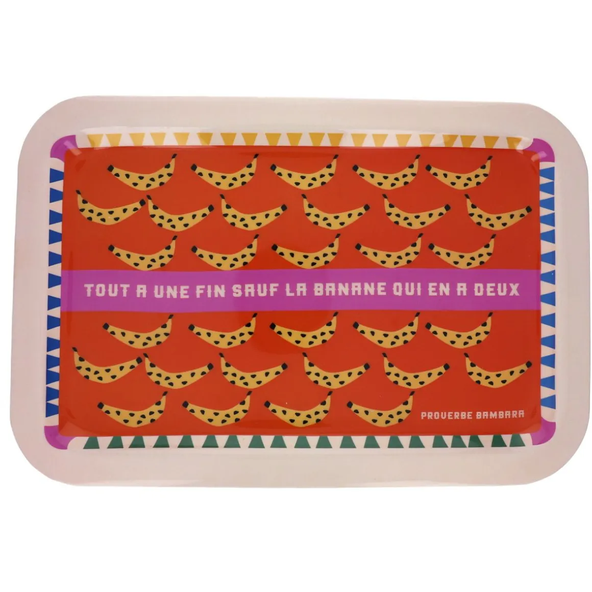 Plateau rectangulaire en émail bananes