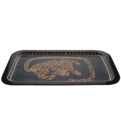 Plateau rectangulaire en émail léopard