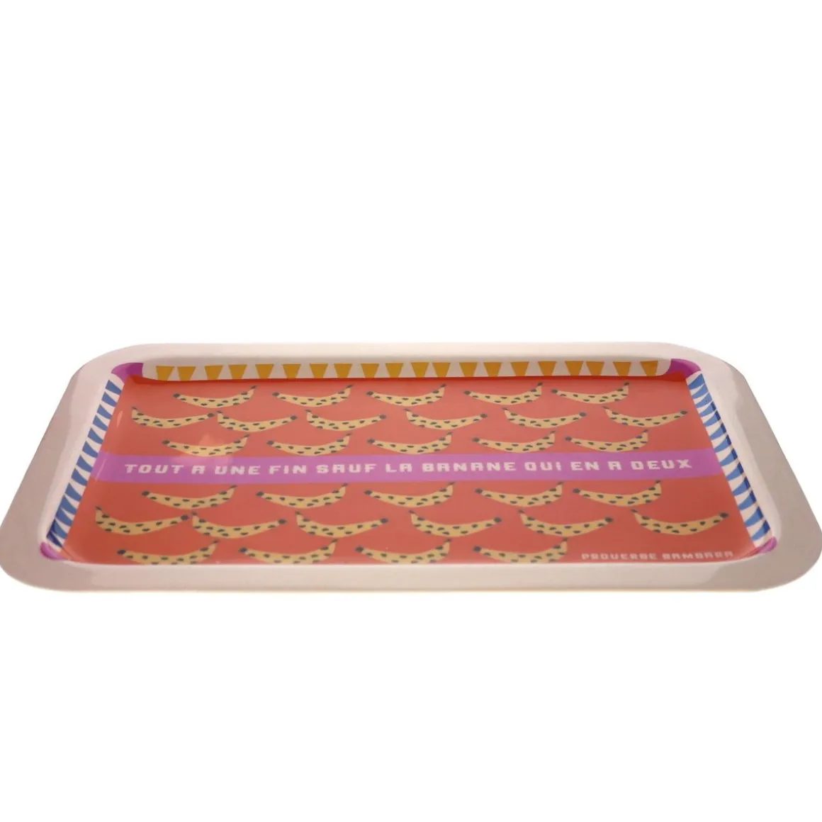 Plateau rectangulaire en émail bananes
