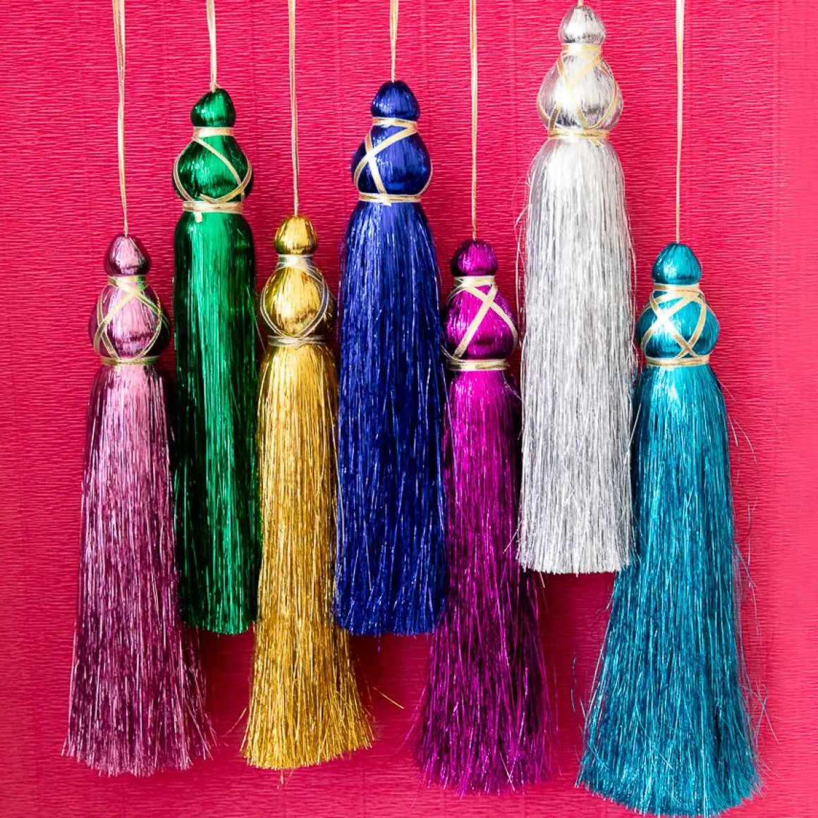 Pompon tassel vert émeraude