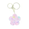Porte-clés fleurs à paillettes liquide rose