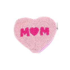Porte-monnaie cœur rose Mom