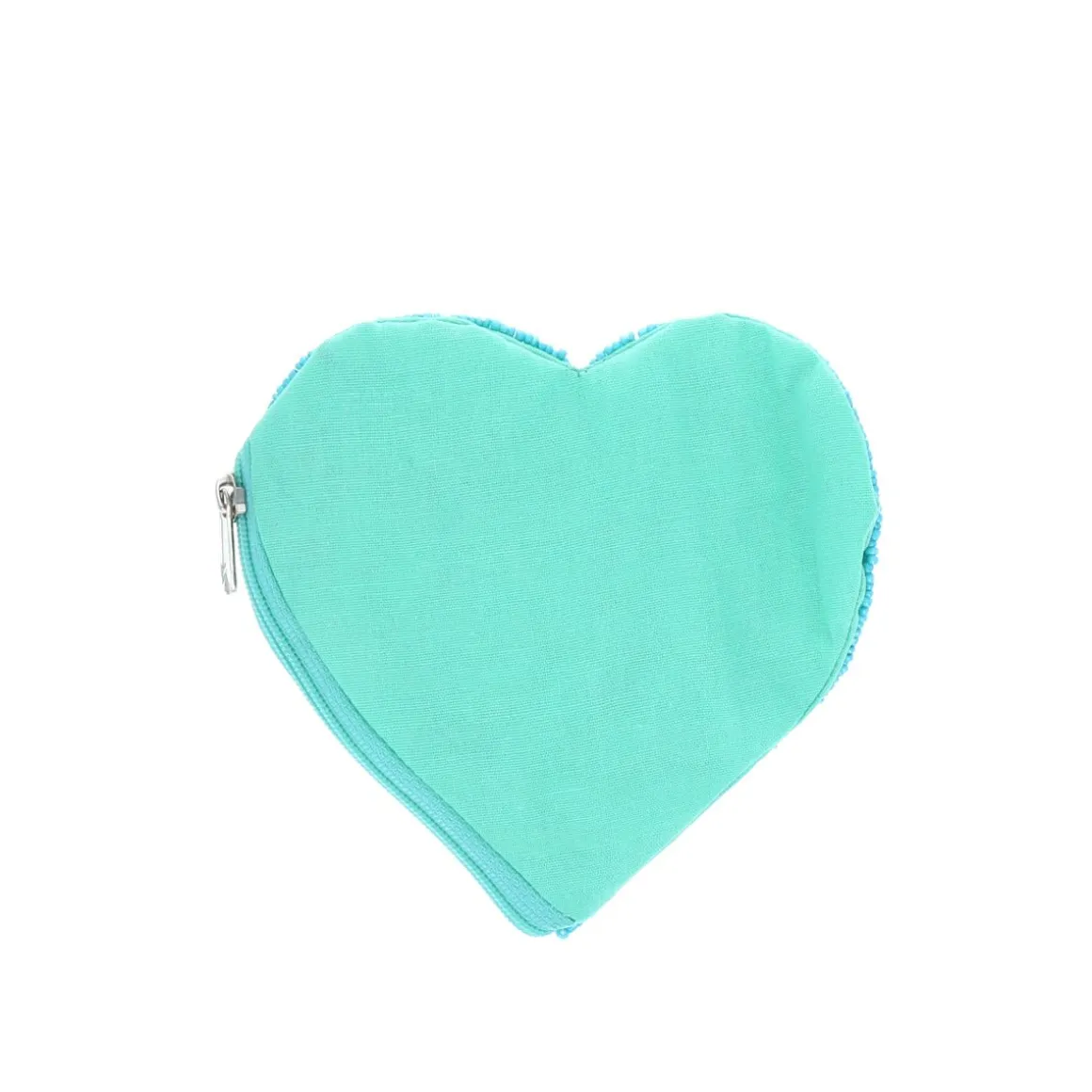 Porte-monnaie cœur turquoise et blanc mom