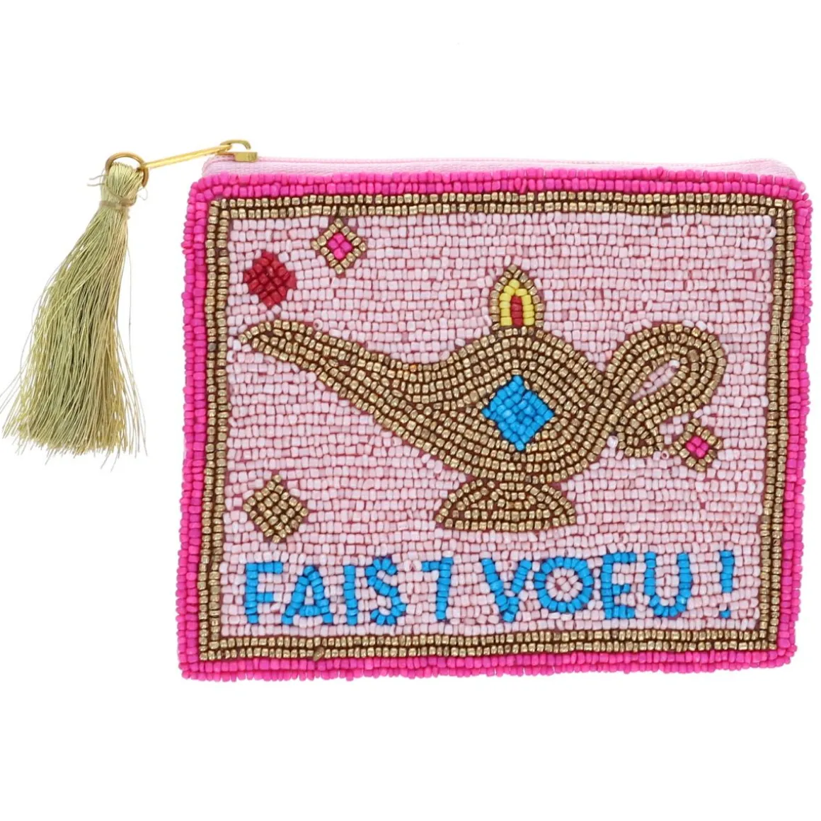 Porte-monnaie en perles "fais 1 vœu"