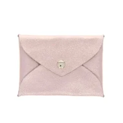 Porte-monnaie enveloppe cuir or rose