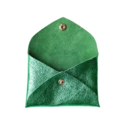 Porte-monnaie enveloppe cuir vert émeraude