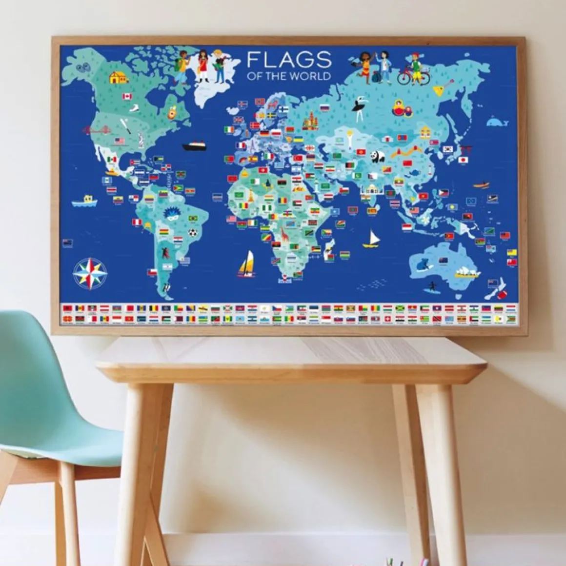 Poster géant avec stickers "les drapeaux"