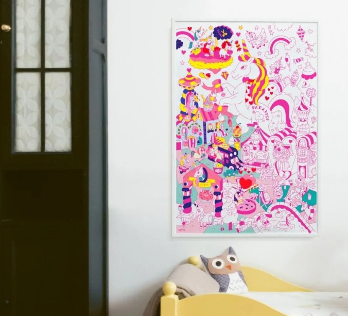 Poster géant Licorne à colorier