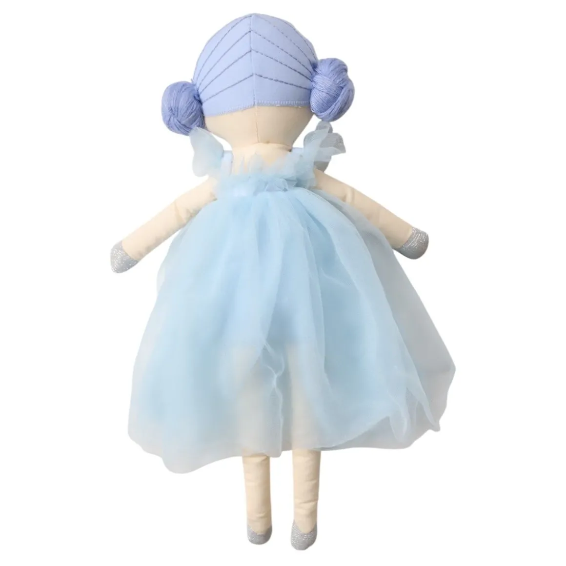Poupée en tissu Neige en robe tulle bleu