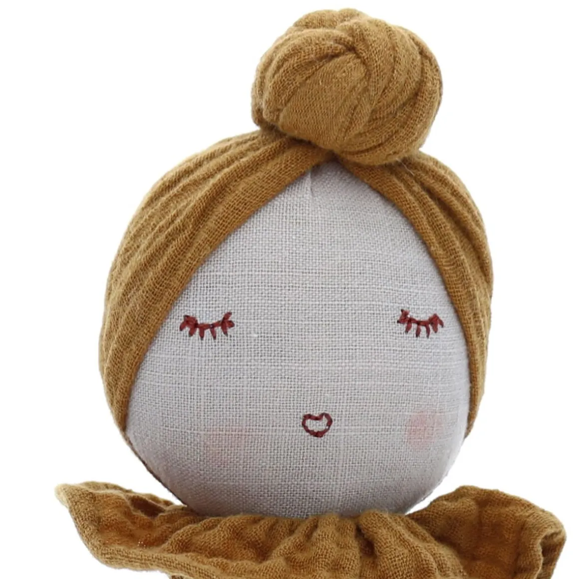Poupée hochet culbuto Chignon moutarde