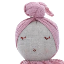 Poupée hochet culbuto chignon rose pâle