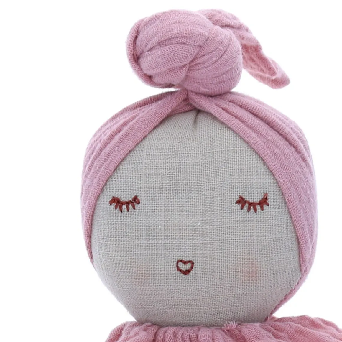 Poupée hochet culbuto chignon rose pâle