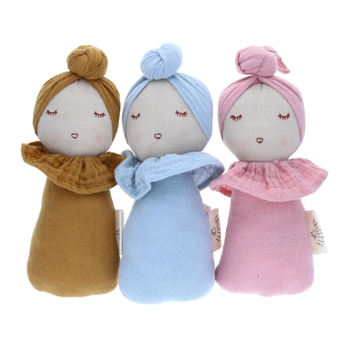 Poupée hochet culbuto chignon rose pâle