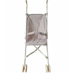 Poussette poupée vichy beige marron
