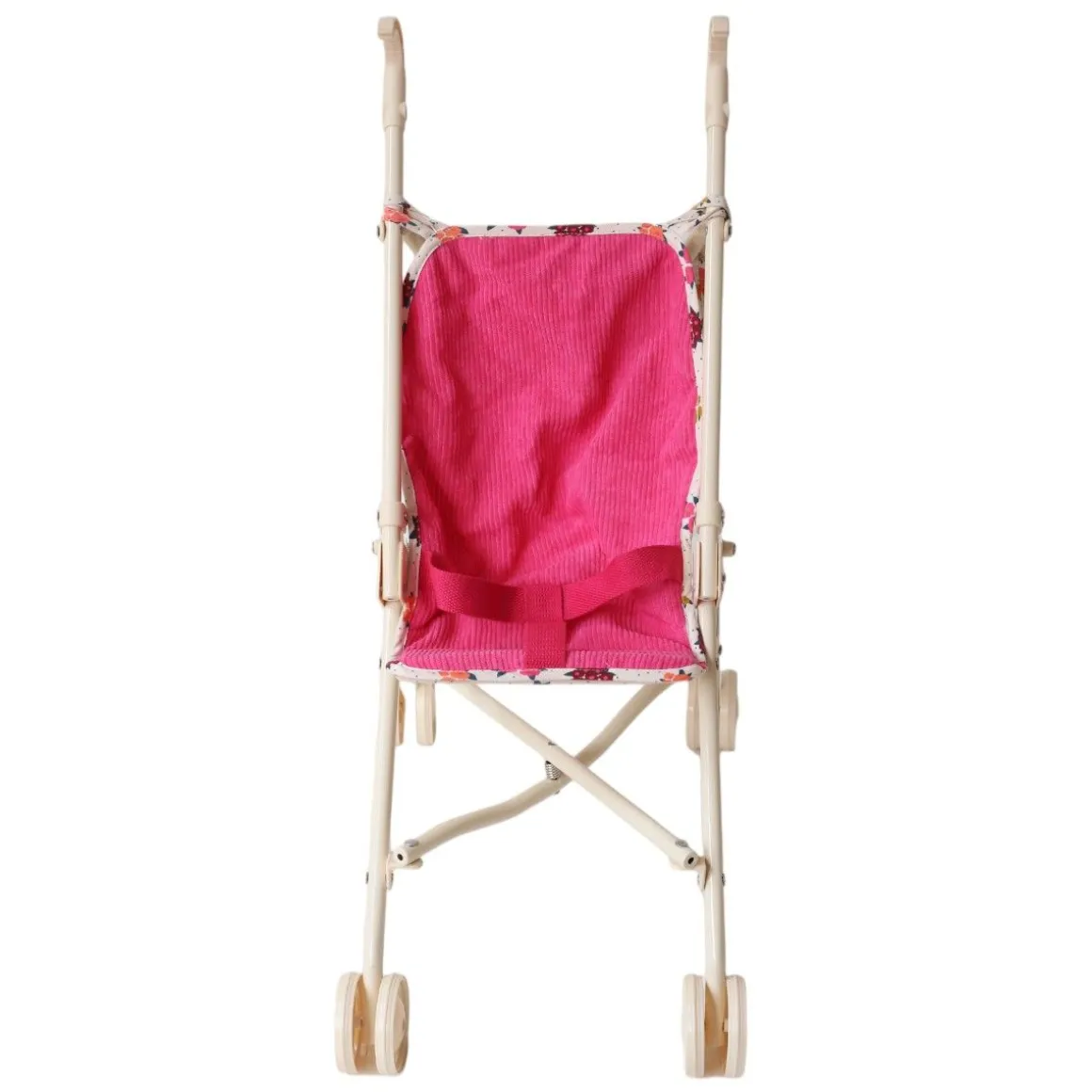 Poussette pour poupée velours fleuri avec sac - La vie en rose