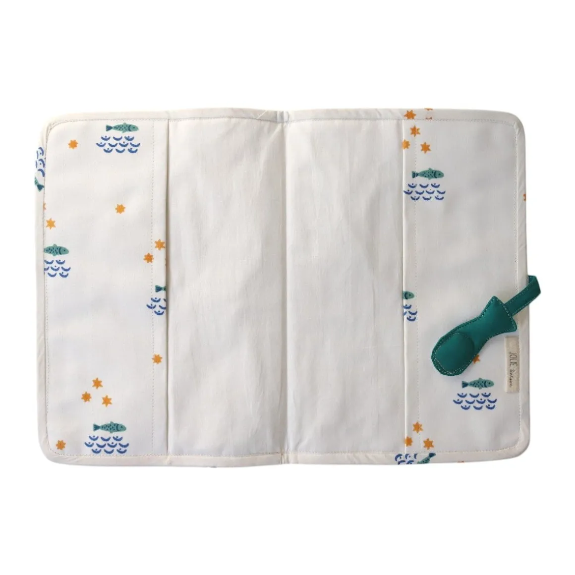 Protège carnet de santé écru poissons - Ma bonne étoile