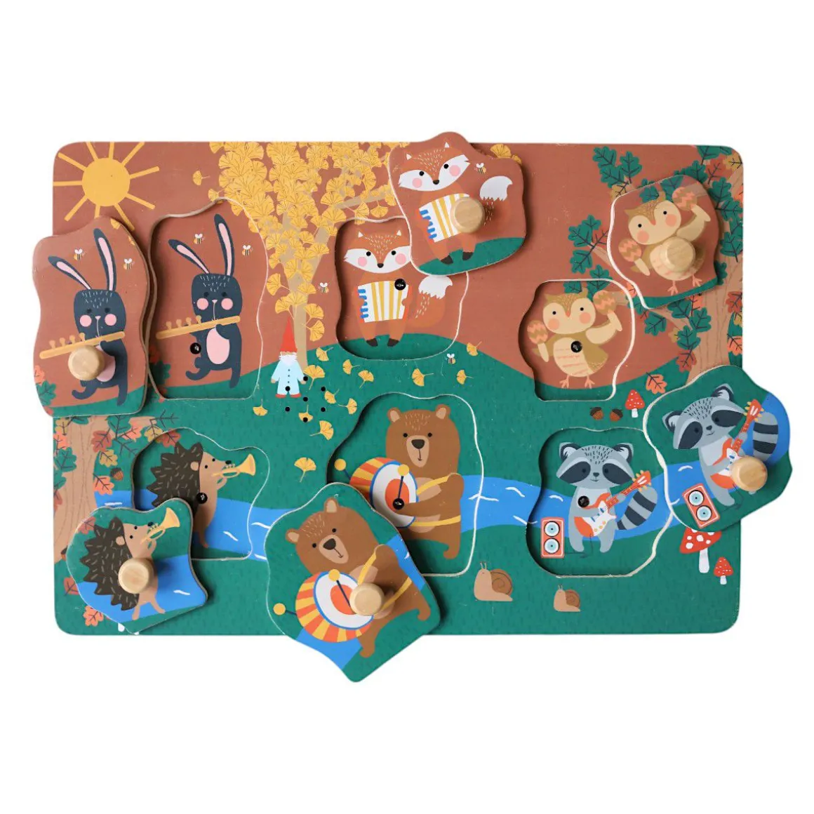 Puzzle sonore animaux de la forêt en bois