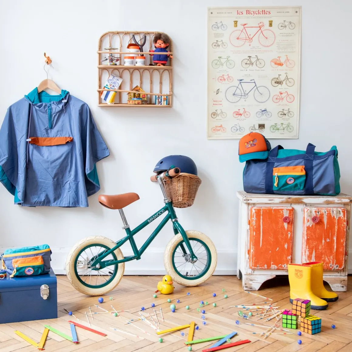 Règle en bois dépliable 1 mètre multicolore
