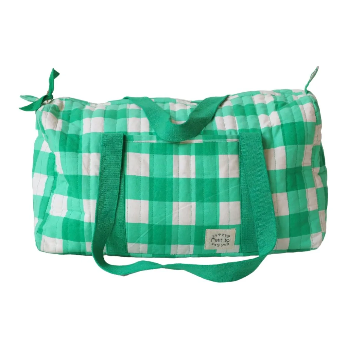 Sac à langer à carreaux verts - Les Inséparables