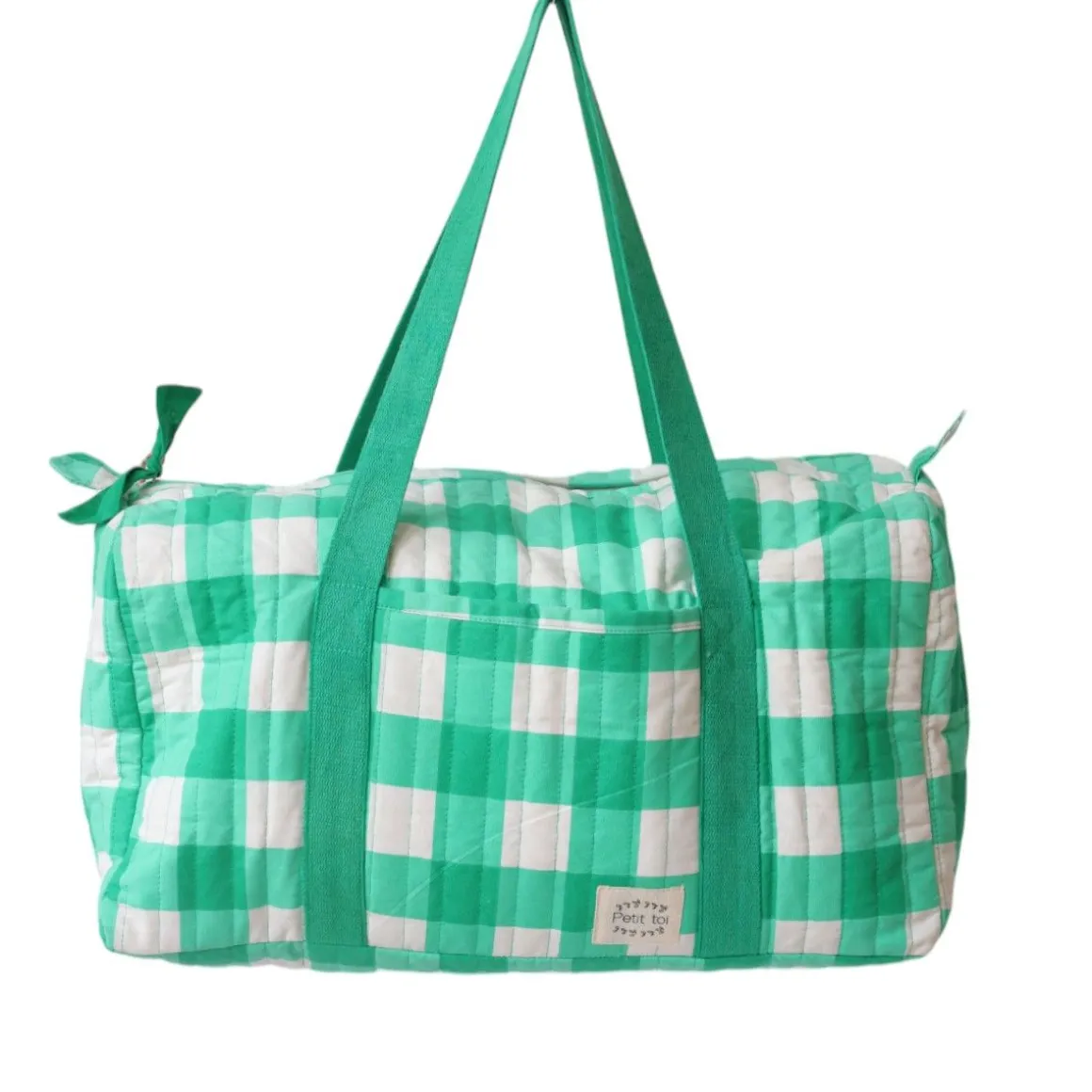 Sac à langer à carreaux verts - Les Inséparables