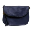 Sac à rabat cuir bleu pailleté