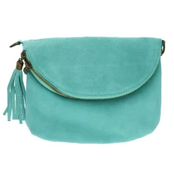 Sac à rabat cuir bleu turquoise
