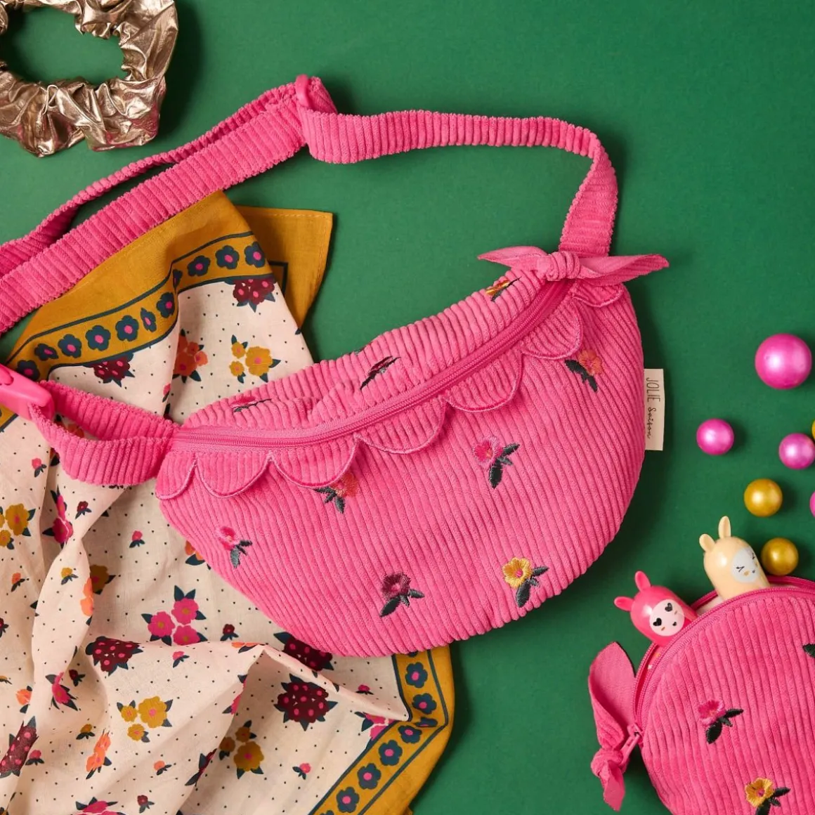 Sac banane enfant velours rose - La vie en rose