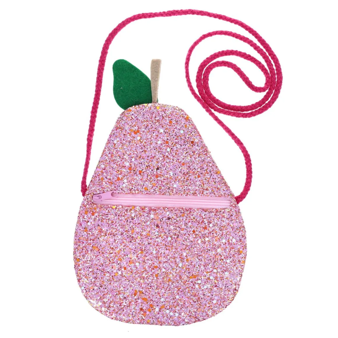 Sac bandoulière poire rose à paillettes - Dans mon jardin