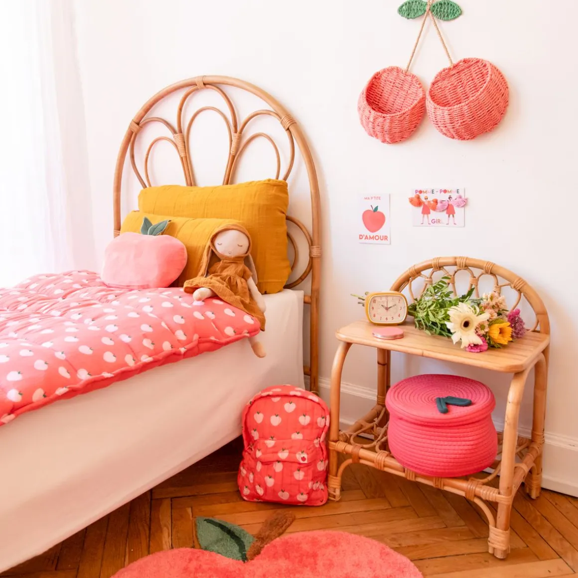 Sac de couchage enfant rose Pommes - Dans mon jardin