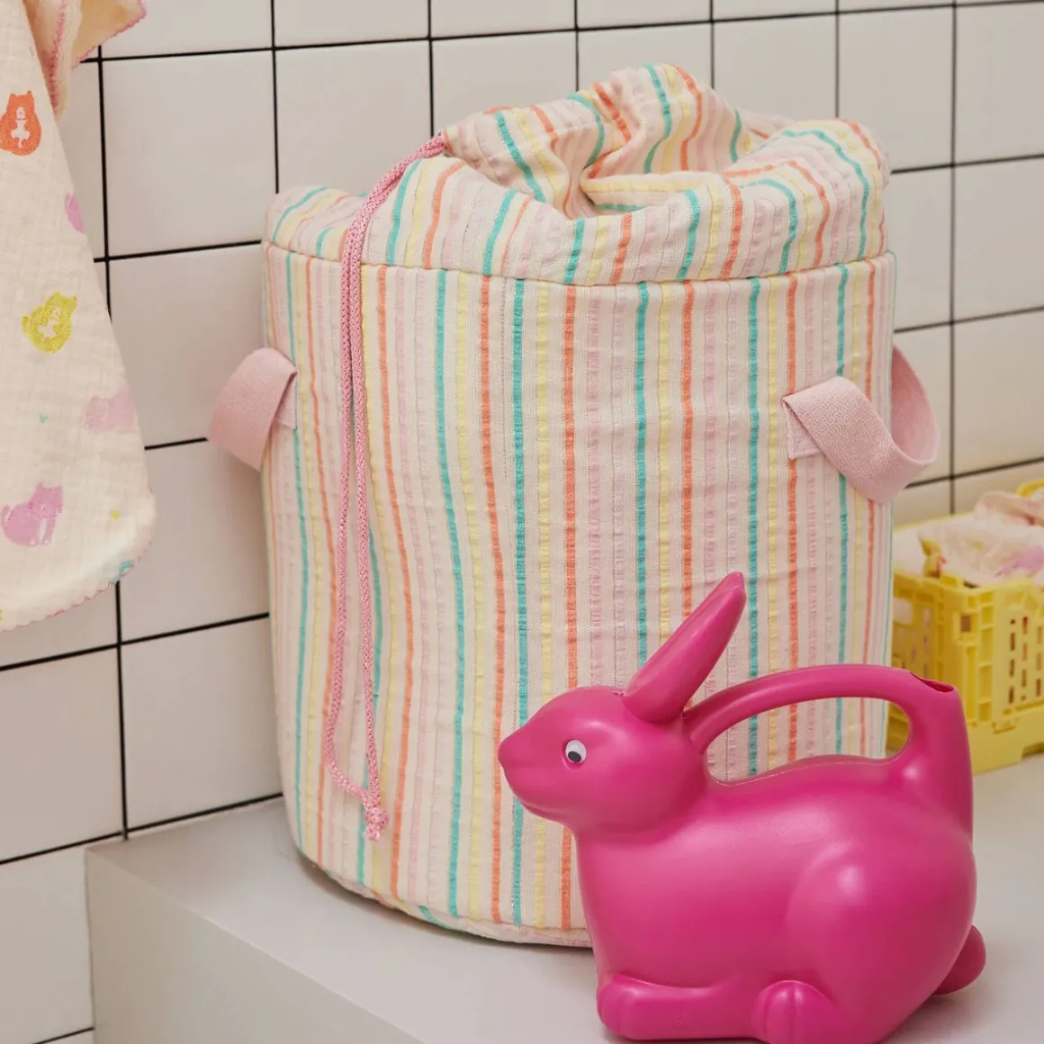 Sac de rangement rayé multicolore - Miaou