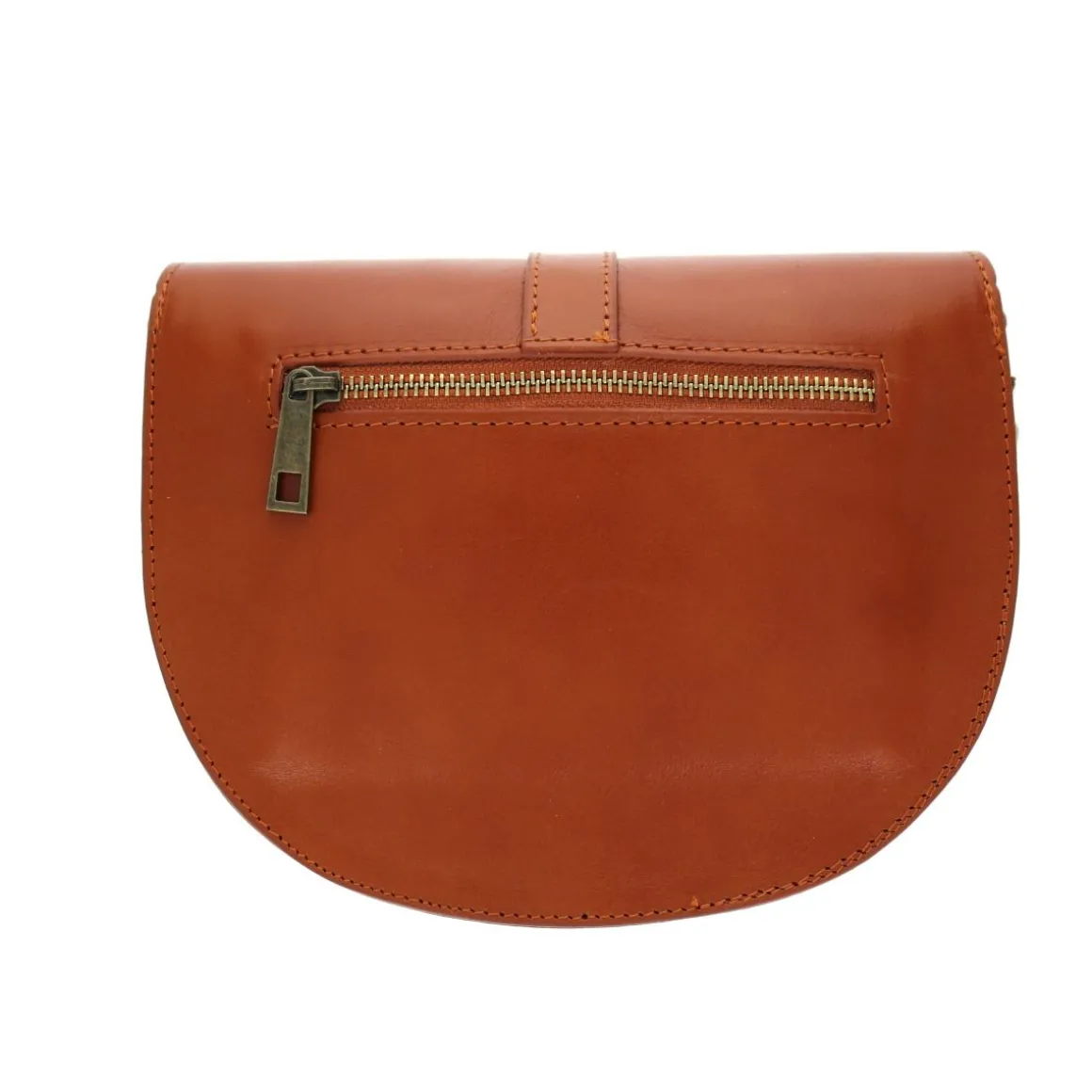 Sac rigide cuir demi lune camel