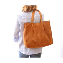 Sac tote bag cuir camel