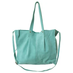 Sac tote bag cuir turquoise