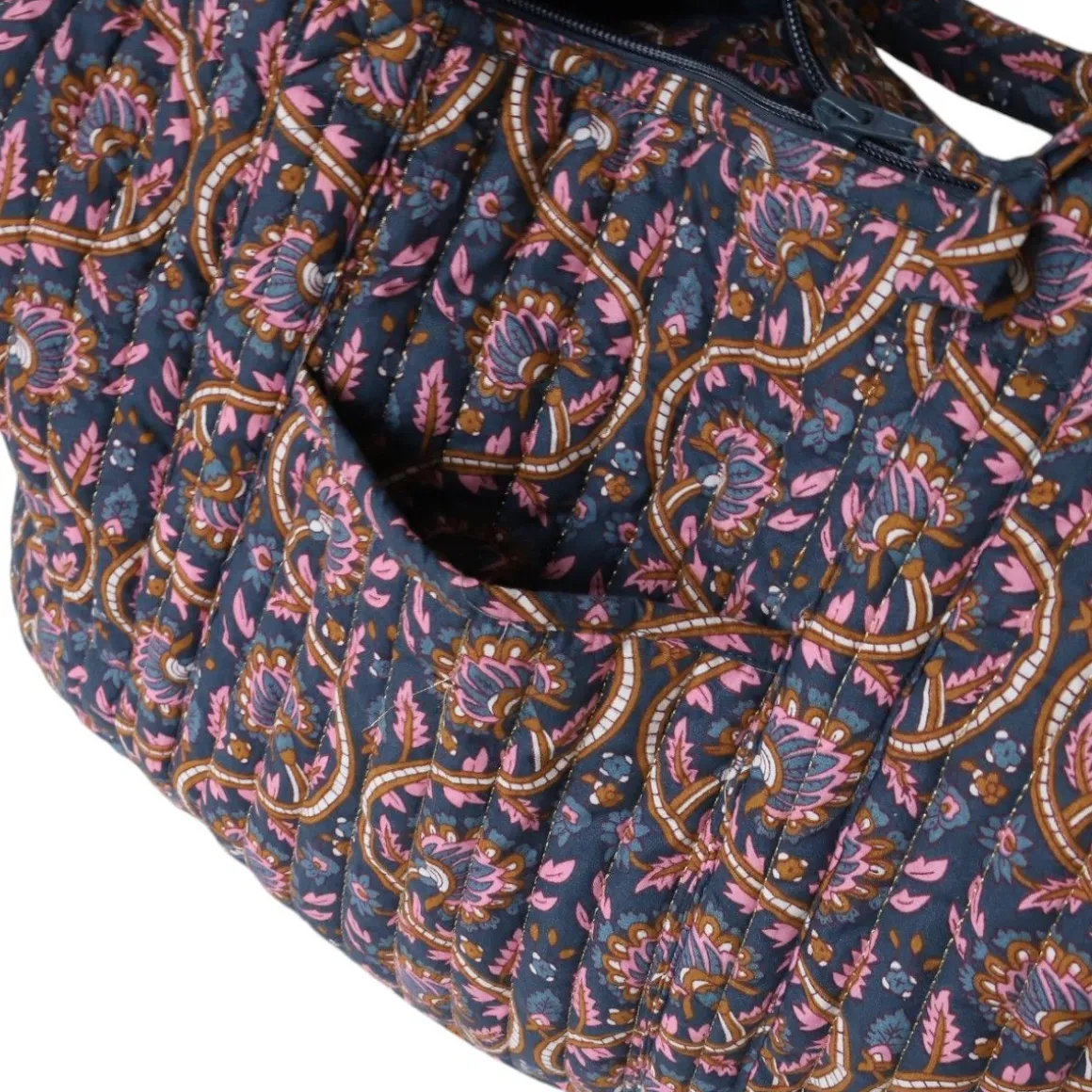 Sac week-end block print bleu - Mariage Indien
