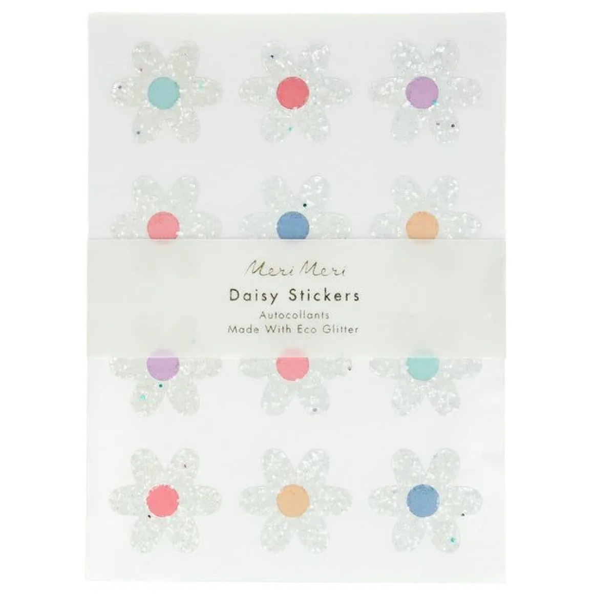 Set de 8 feuilles de 12 autocollants marguerite