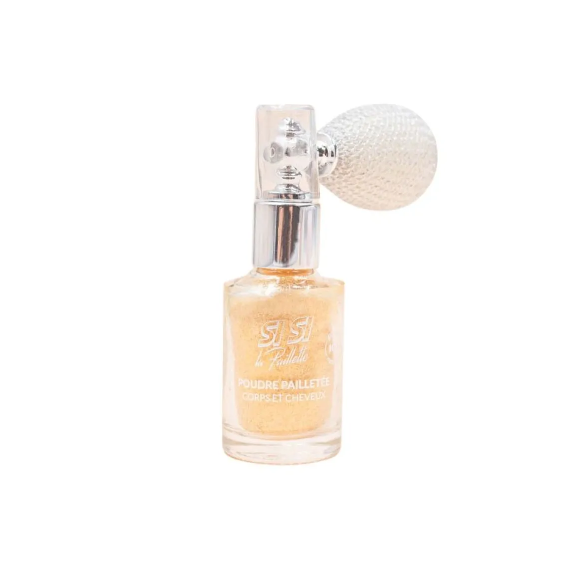 Spray poudre pailletée dorée