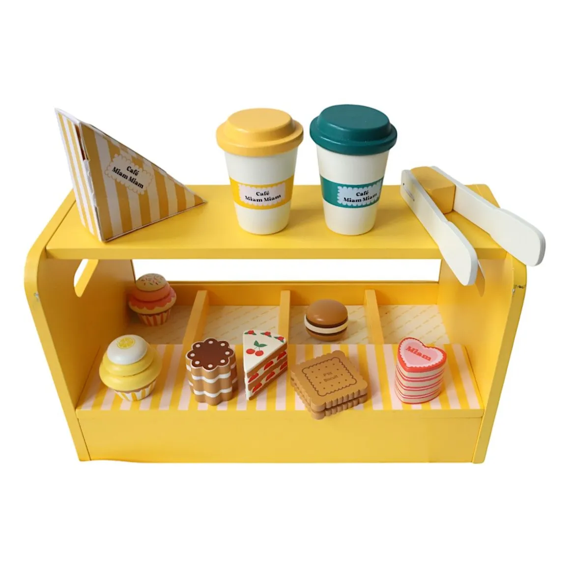 Stand à pâtisseries et café jouet en bois