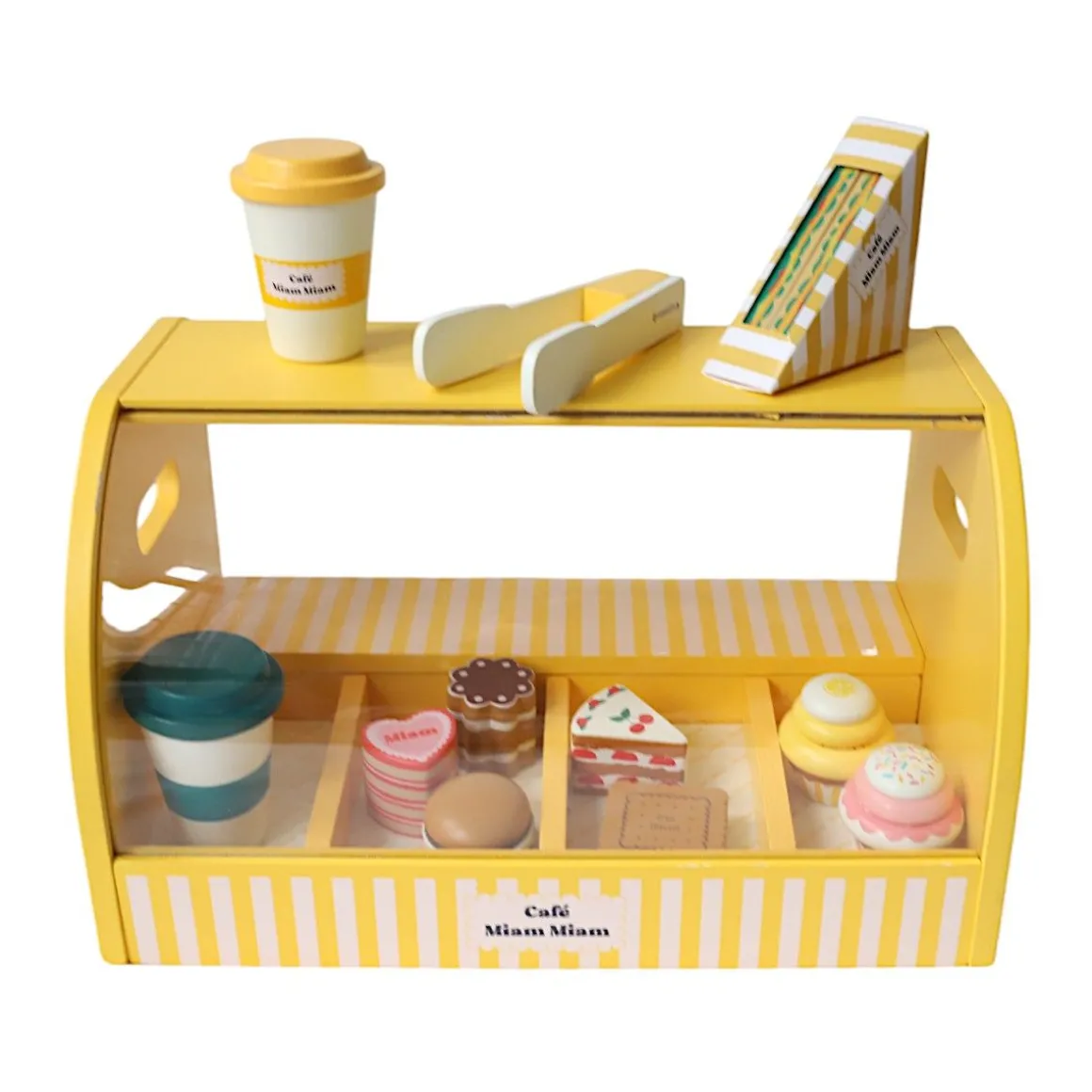 Stand à pâtisseries et café jouet en bois