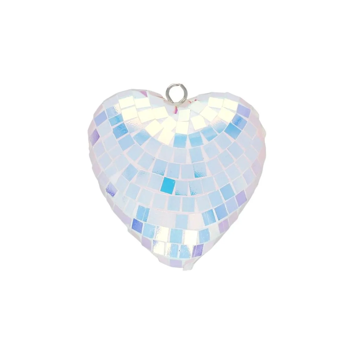 Suspension cœur à facettes disco iridescent 8cm