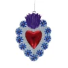 Suspension cœur ex-voto rouge et violet