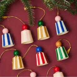 Suspension de Noël clochette rayée rouge